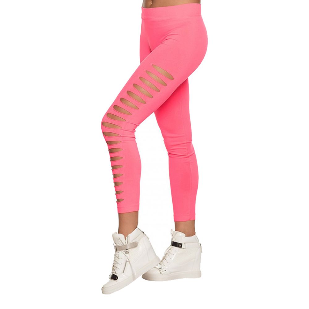 Leggings Neonrosa med Hål