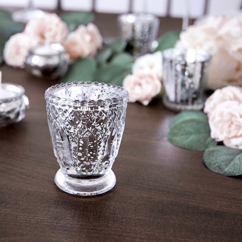 Lysholdere i Glass Sølv