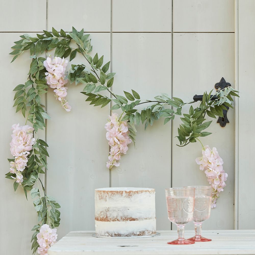 Lövgirlang med Blommor Ljusrosa