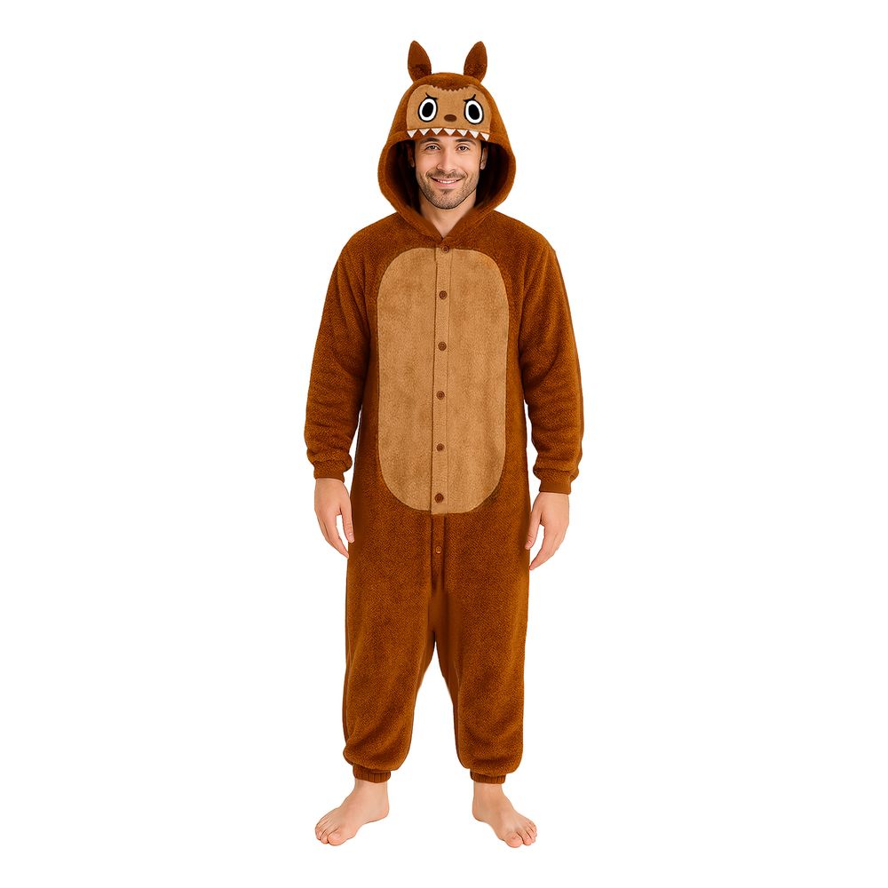 Lulu Monster Brun Onesie Herre Kostume