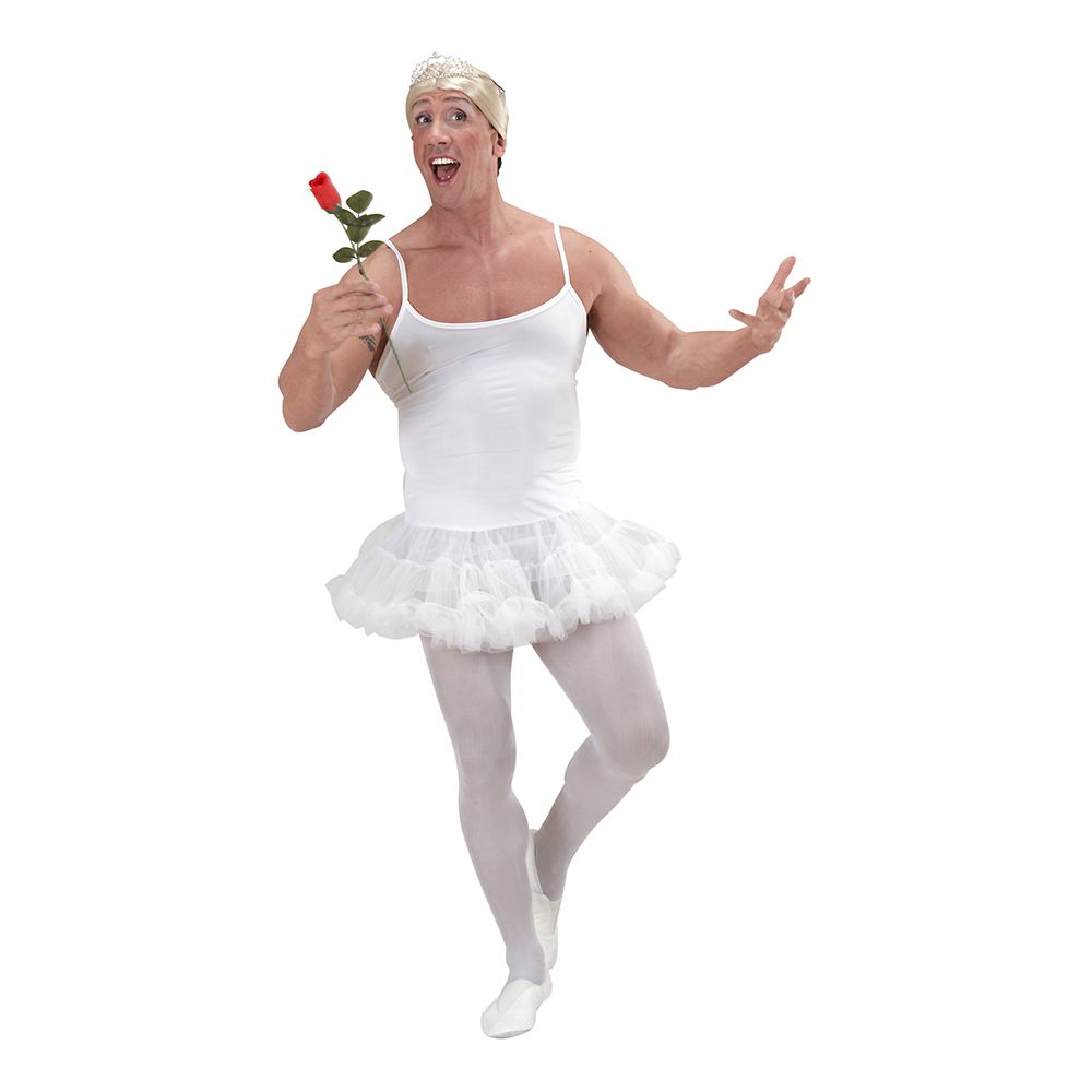 Miespuolinen Ballerina Valkoinen Naamiaisasu