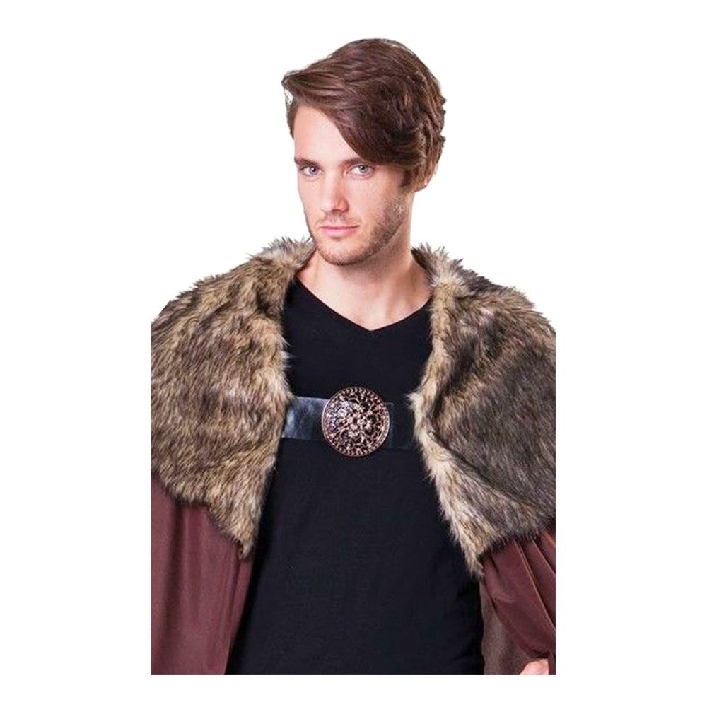 Mantel Deluxe Brun med Fluffig Krage