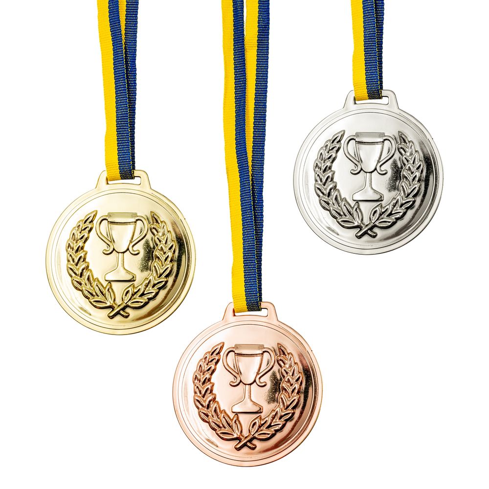 Medaljer med Blå/Gult Band