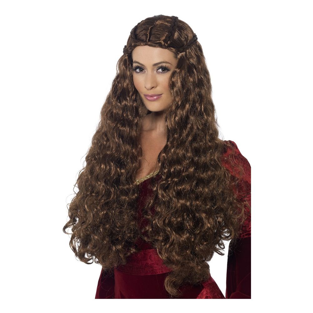 Middelalder Prinsesse Brun Parykk
