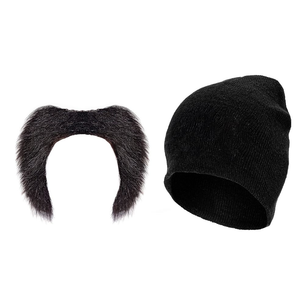 Hue & Moustache Sort Udklædningsfestkit