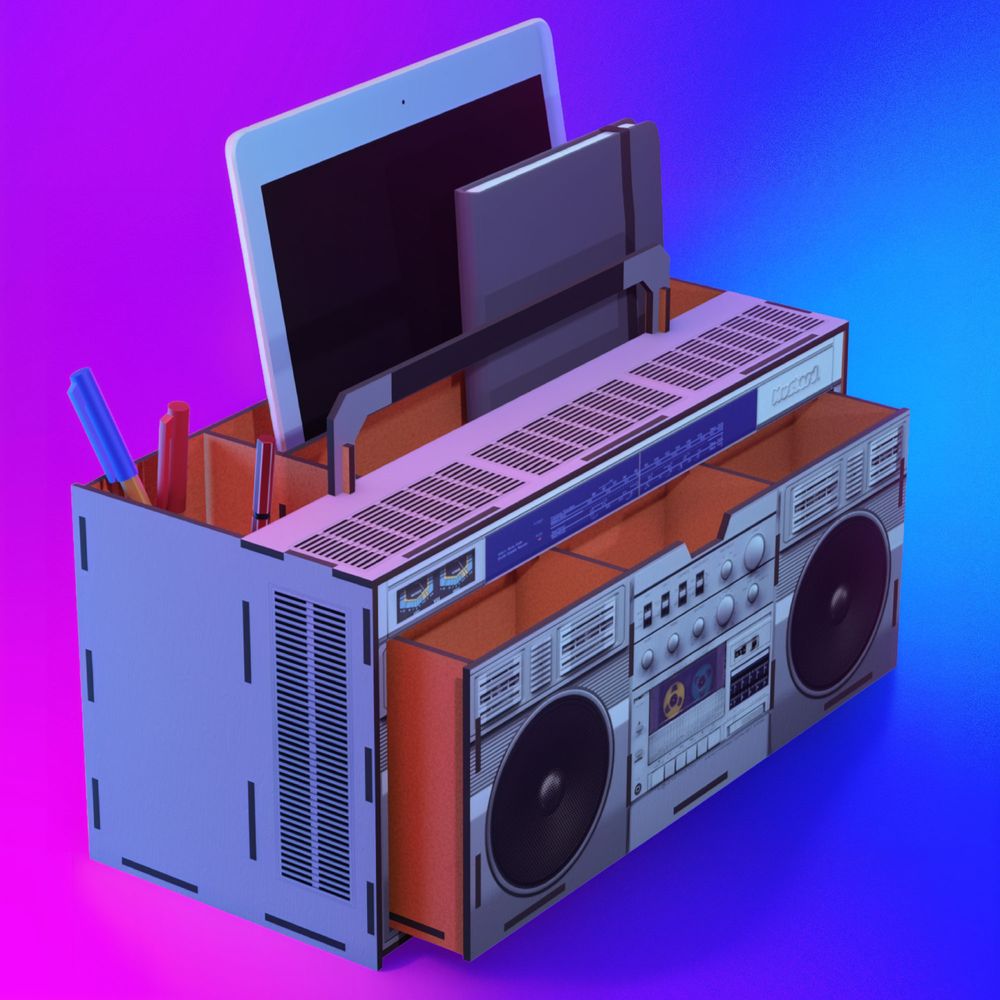 Mustard Boom Box Skrivebordsorganisator
