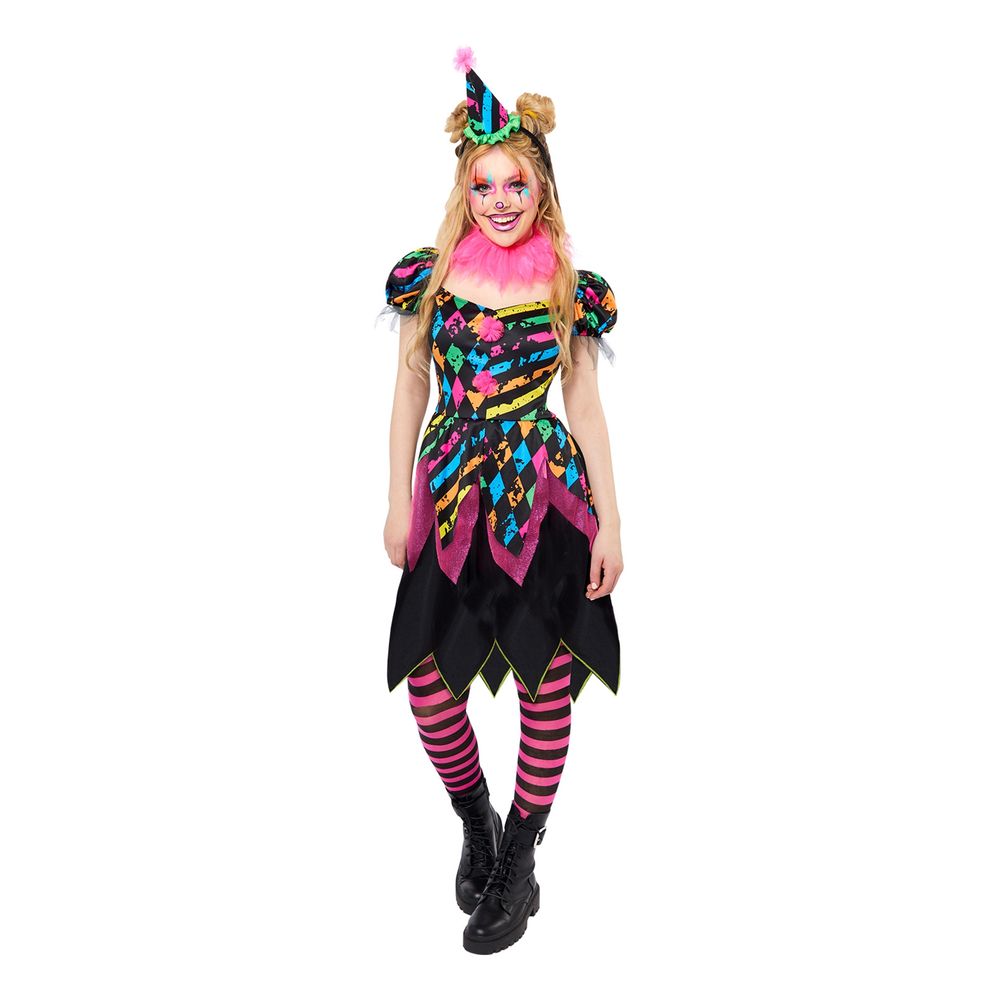 Neon Clown Klänning Maskeraddräkt