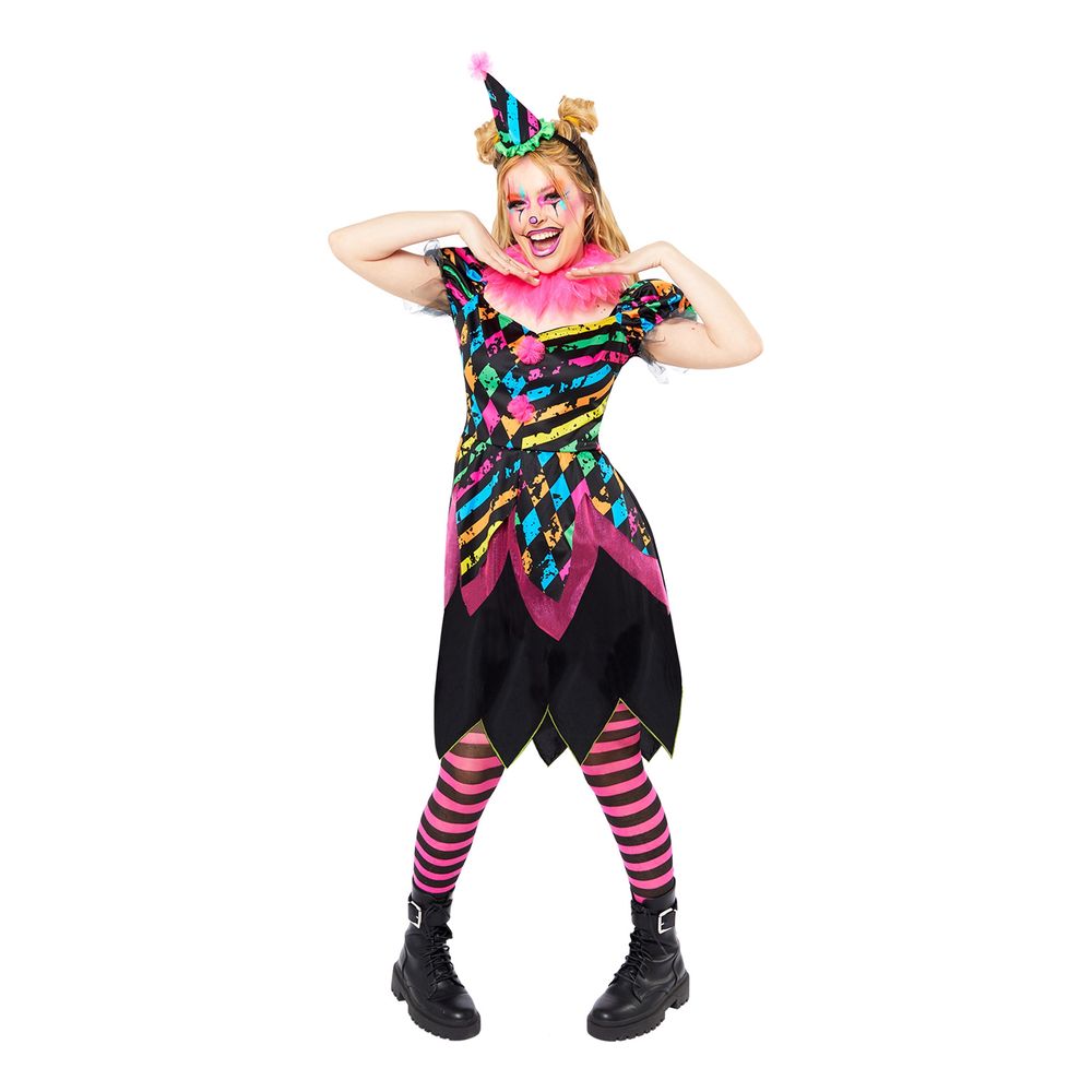 Neon Clown Klänning Maskeraddräkt