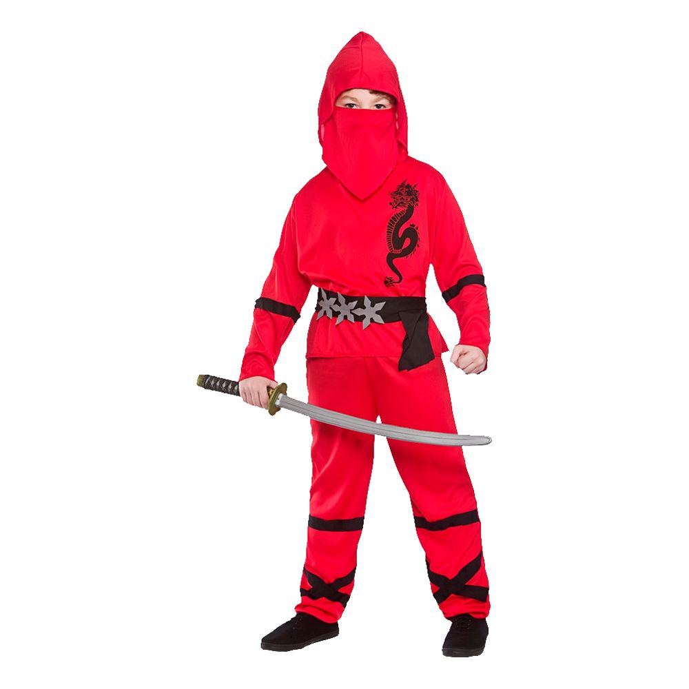 Ninja Röd Barn Maskeraddräkt