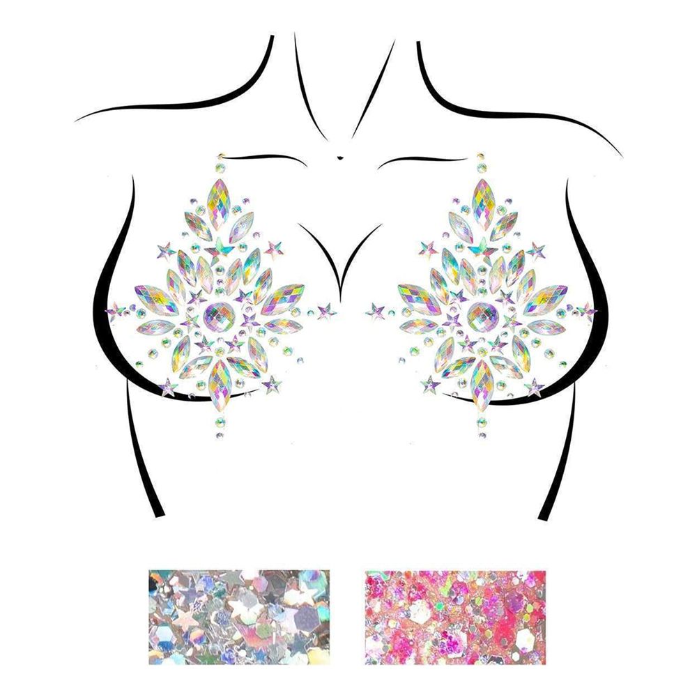 Nipple Covers Jewels & Body Glitter Sæt Deluxe