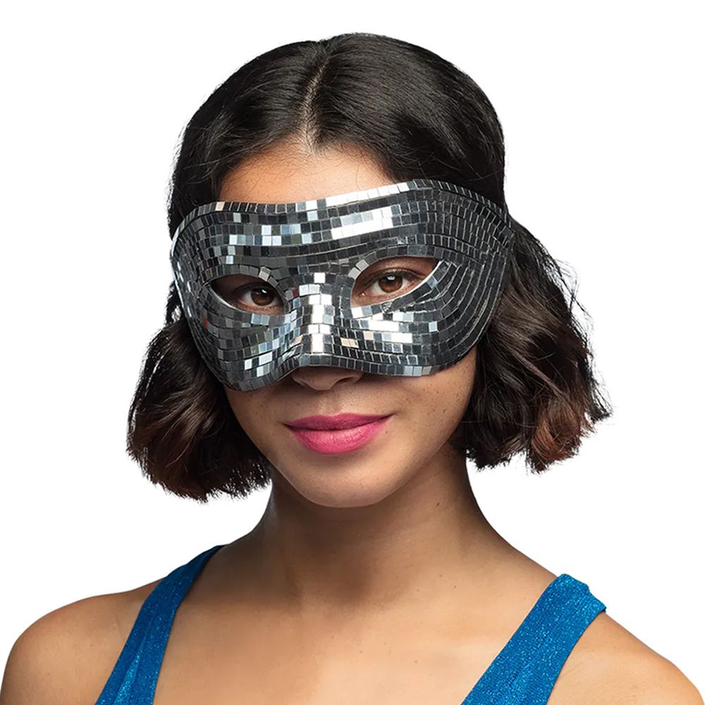 Øyemaske Disco Sølv