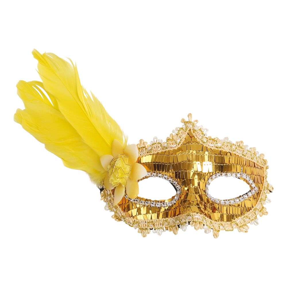 Ögonmask Guld Paljetter med Fjädrar