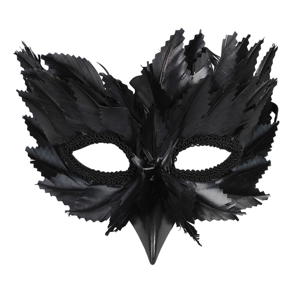 Ögonmask Venetian Fjädrar Svart