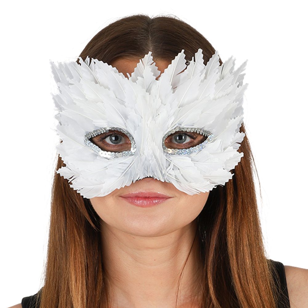 Ögonmask Venetian Fjädrar Vit