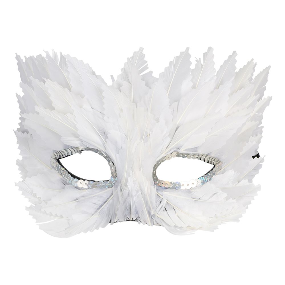 Ögonmask Venetian Fjädrar Vit