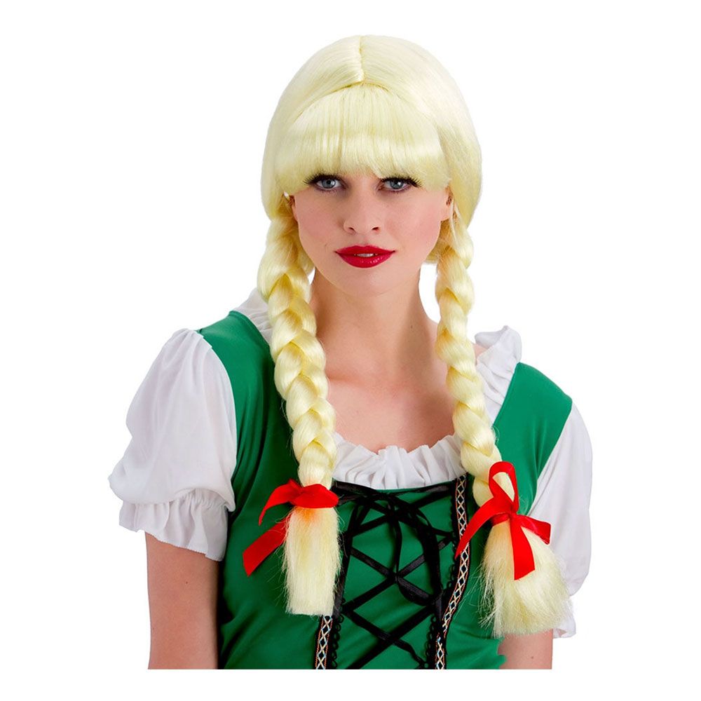 Oktoberfest Blond Parykk med Fletter
