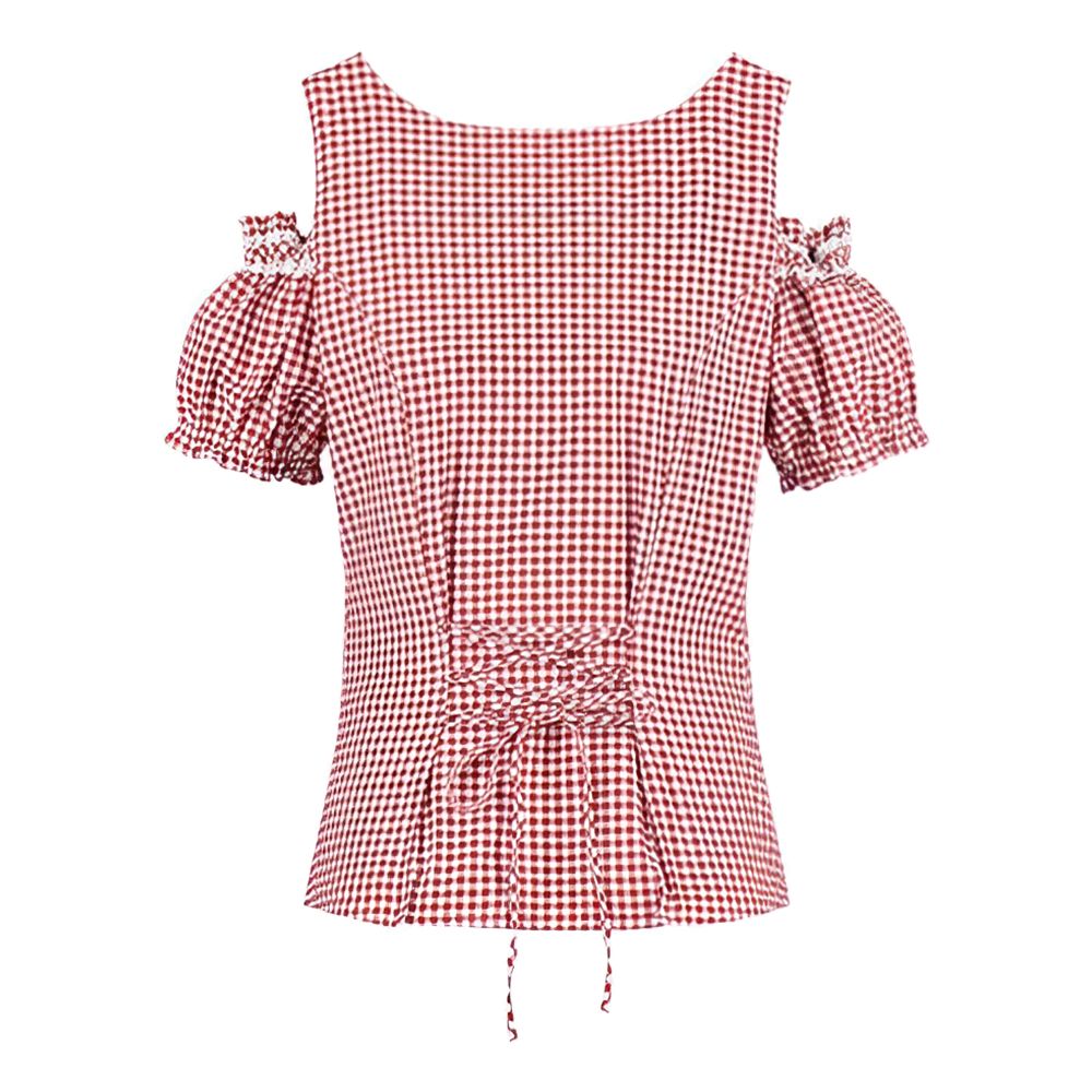 Oktoberfest Blus Vit/Röd Rutig