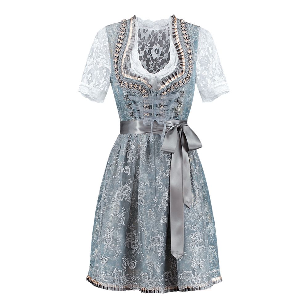 Oktoberfest Dirndl Sininen/Hopea Deluxe Naamiaisasu