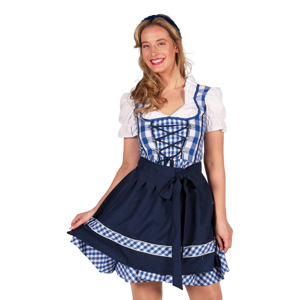 Oktoberfest Dirndl Edelweiss Blå/Hvit Kostyme