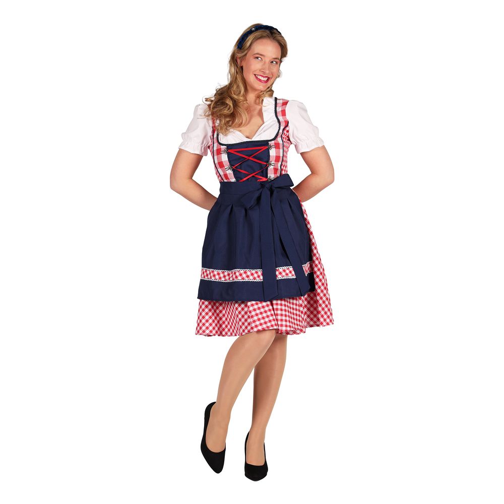 Oktoberfest Dirndl Edelweiss Rød/Hvit Kostyme