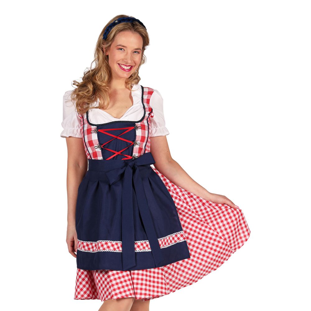 Oktoberfest Dirndl Edelweiss Rød/Hvit Kostyme