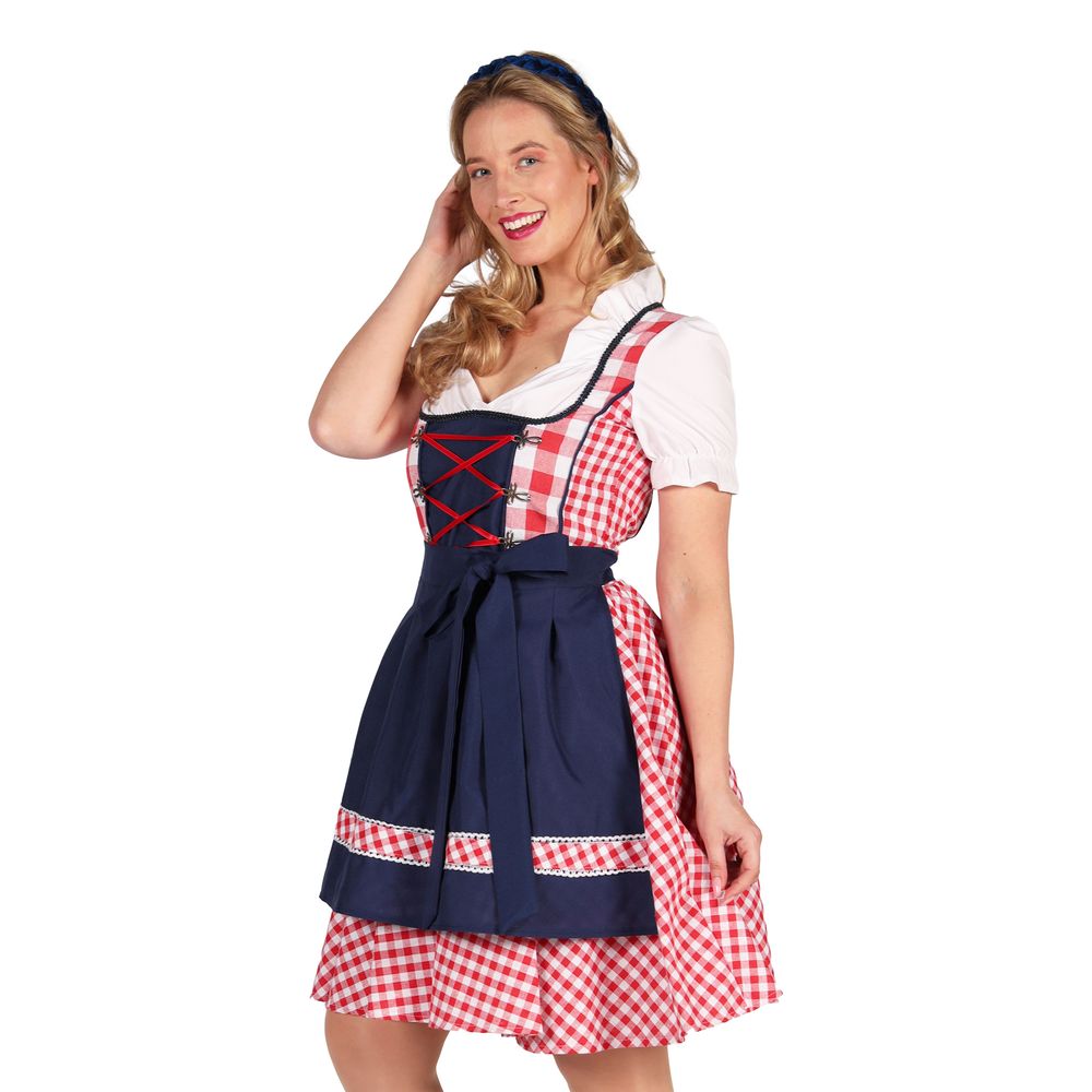 Oktoberfest Dirndl Edelweiss Rød/Hvit Kostyme