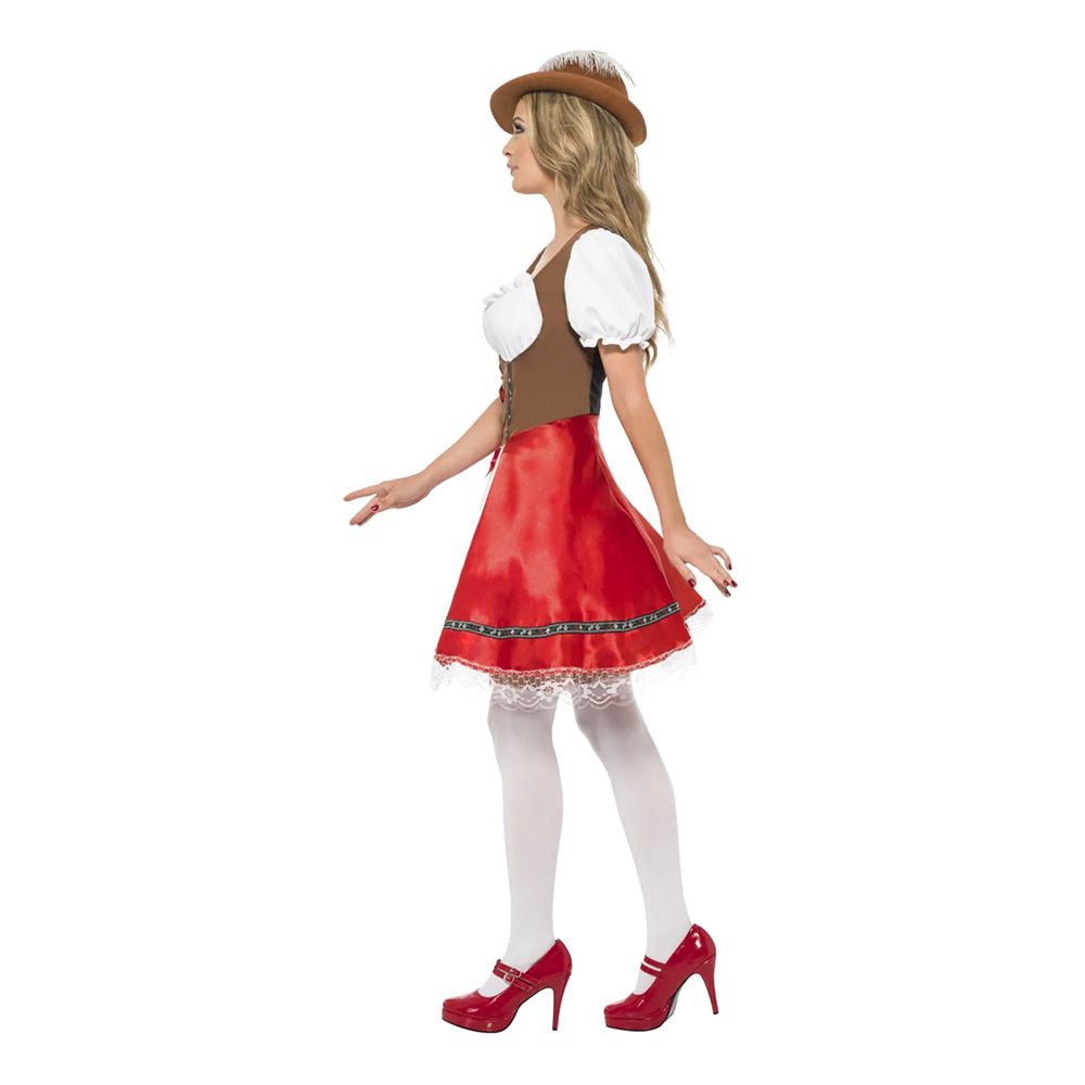 Oktoberfest Kjole Hvid/Rød Kostume
