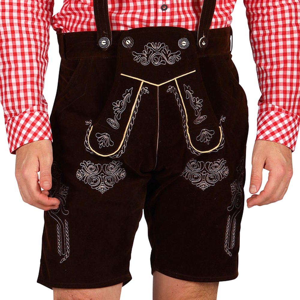 Oktoberfest Lederhosen Short Deluxe Mörkbrun