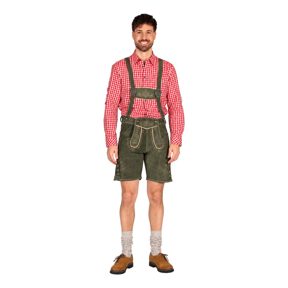 Oktoberfest Lederhosen Shorts Deluxe Harmaa/Vihreä