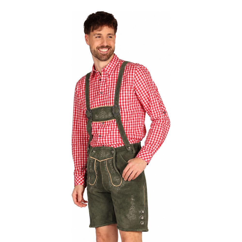 Oktoberfest Lederhosen Shorts Deluxe Harmaa/Vihreä