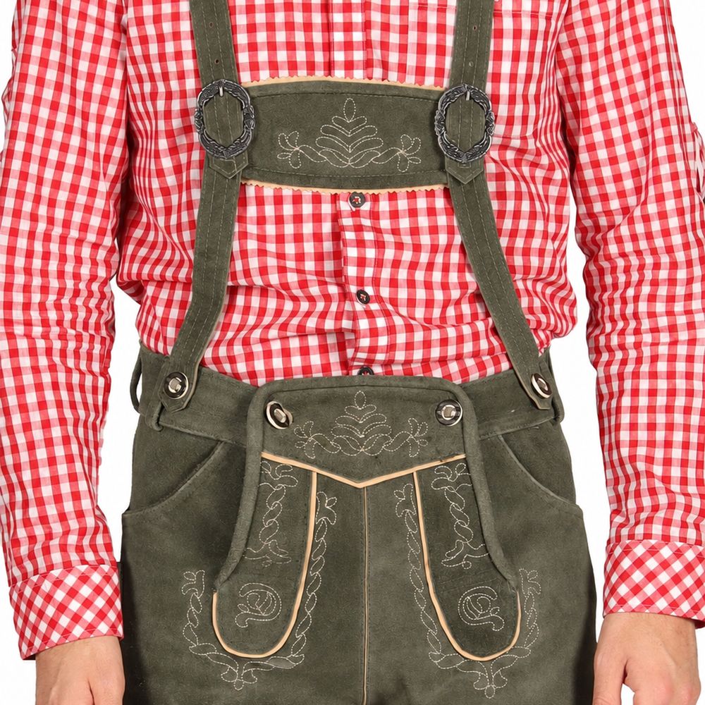 Oktoberfest Lederhosen Shorts Deluxe Harmaa/Vihreä