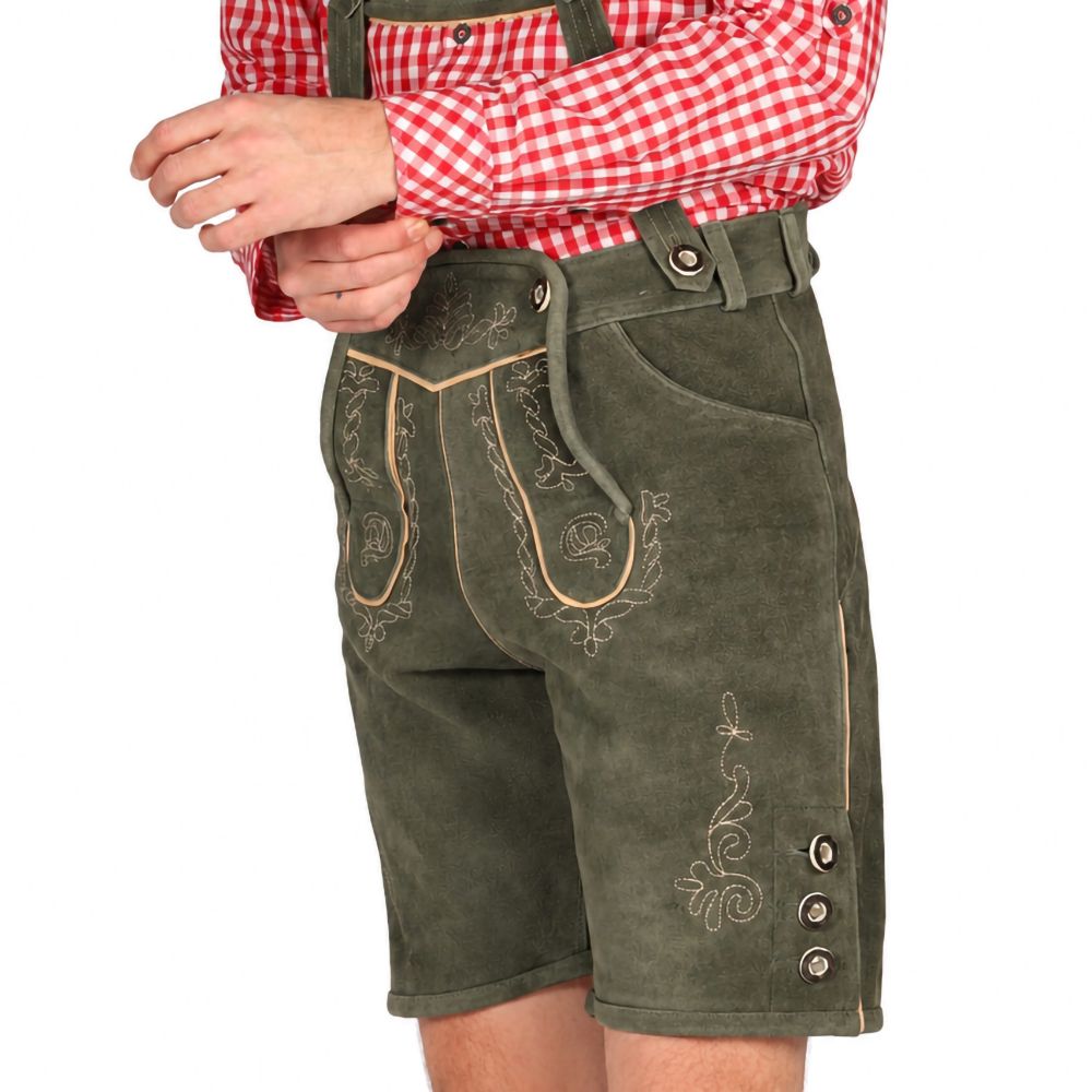 Oktoberfest Lederhosen Shorts Deluxe Harmaa/Vihreä