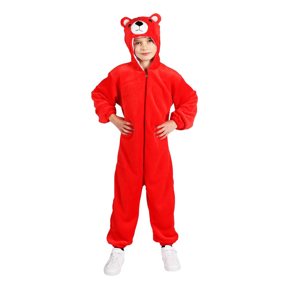 Onesie Röd Björn Barn Maskeraddräkt