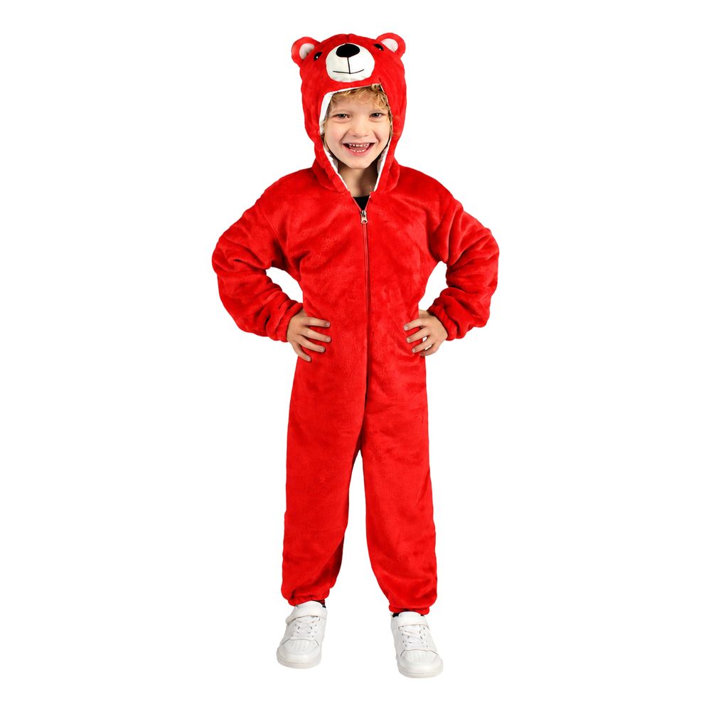 Onesie Röd Björn Bebis Maskeraddräkt