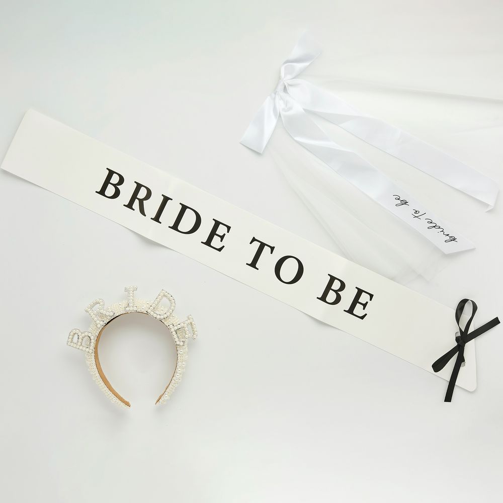 Ordensbånd Bride to Be Hvid/Sort