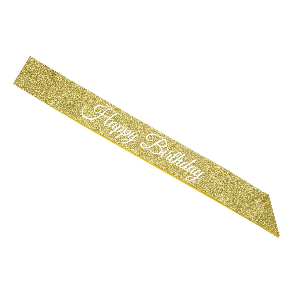 Ordensbånd Happy Birthday Guld Glitter