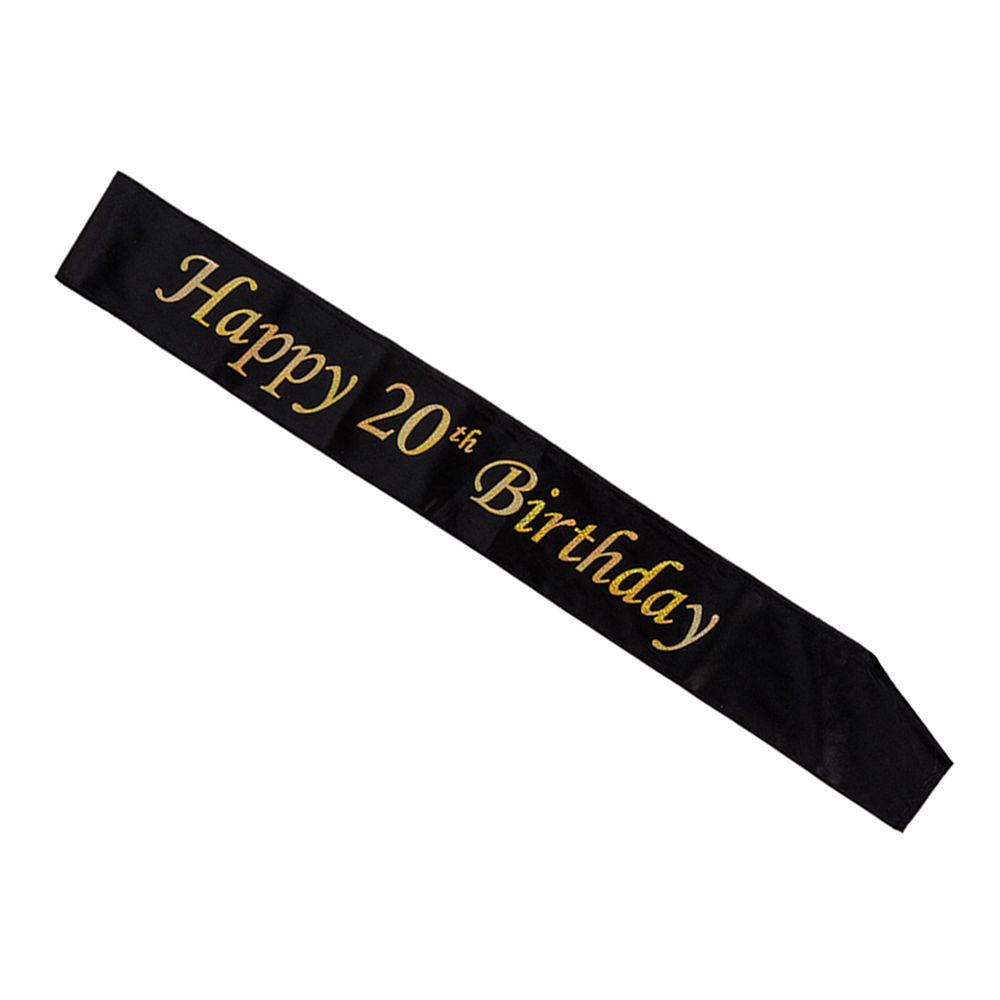 Ordensbånd Happy Birthday med Årstall Svart/Gull
