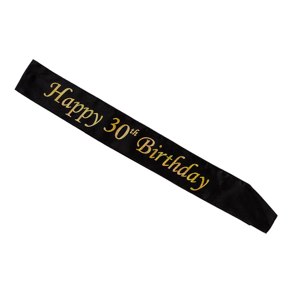 Ordensbånd Happy Birthday med Årstall Svart/Gull
