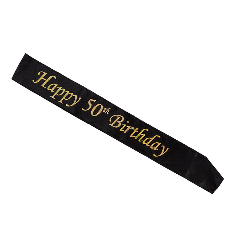Ordensbånd Happy Birthday med Årstall Svart/Gull