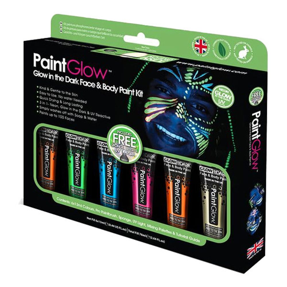 PaintGlow Selvlysende Neon Hudfarge Sminkesett