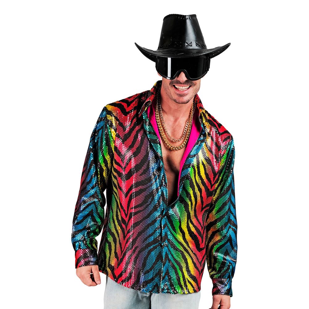 Pailletskjorte Herre Rainbow Tiger