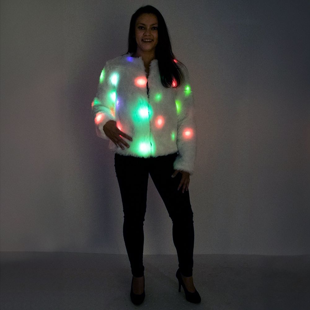Pälskappa Vit med LED
