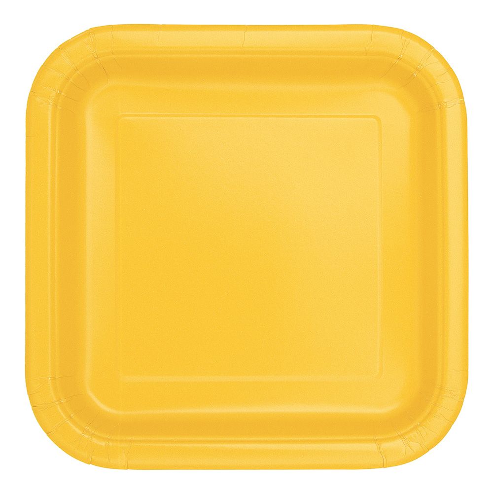 Papptallerkener Kvadrat Gule