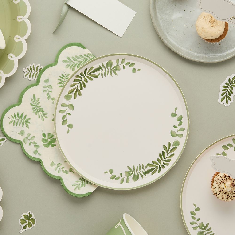 Pappersassietter Gröna Löv Botanic