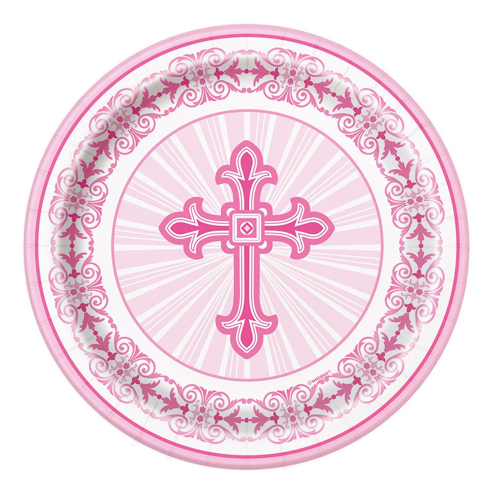 Små papptallerkener Kors Rosa