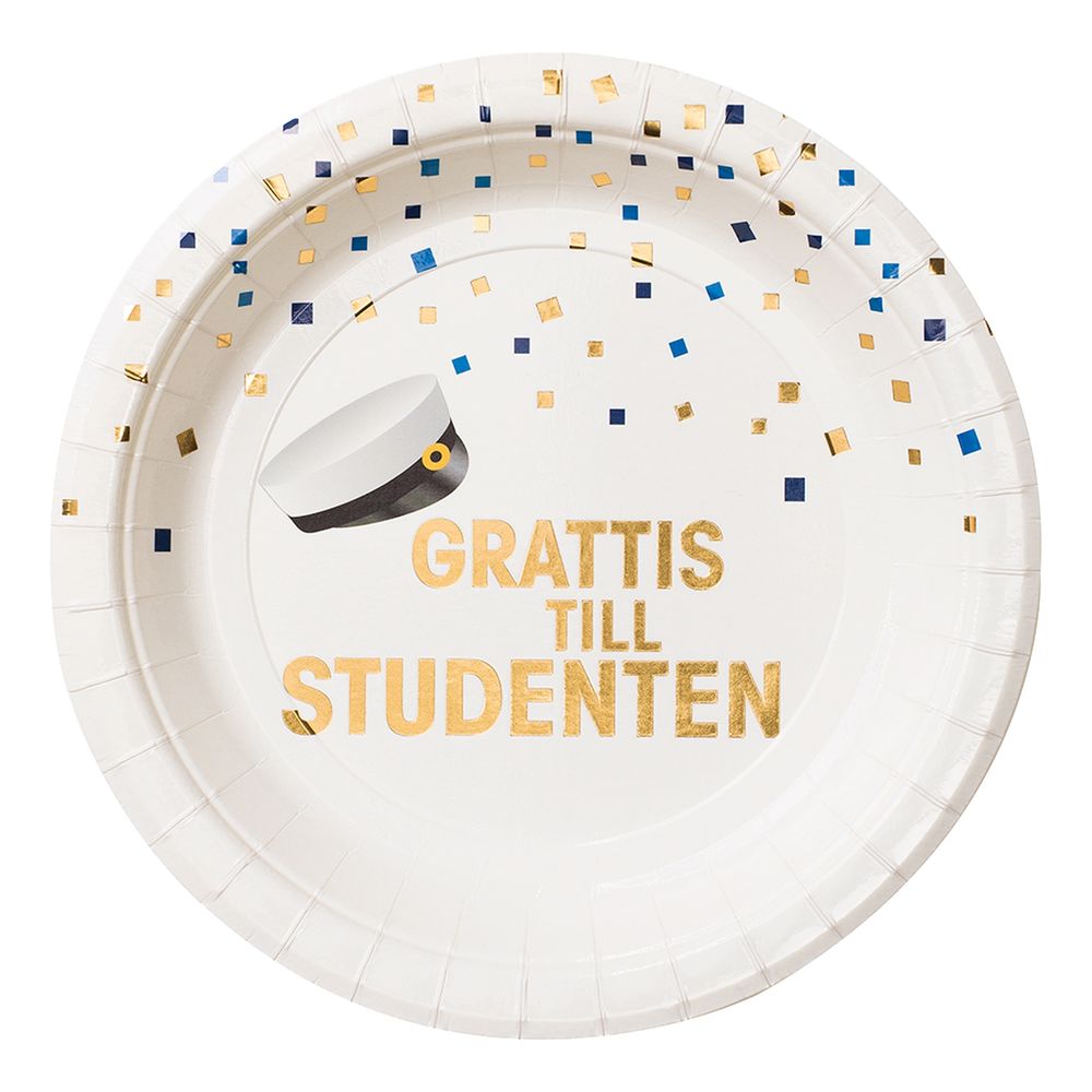 Papperstallrikar Studenten Guldfolie