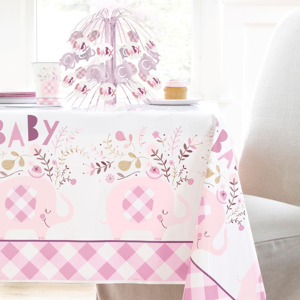 Plastduk Elefanter Baby Shower Rosa