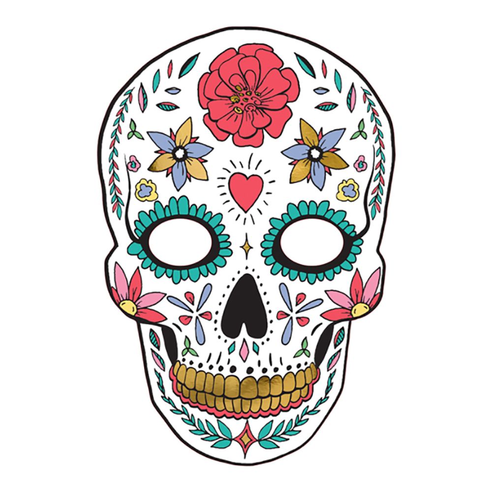 Papirmaske Dia de Los Muertos Hvit