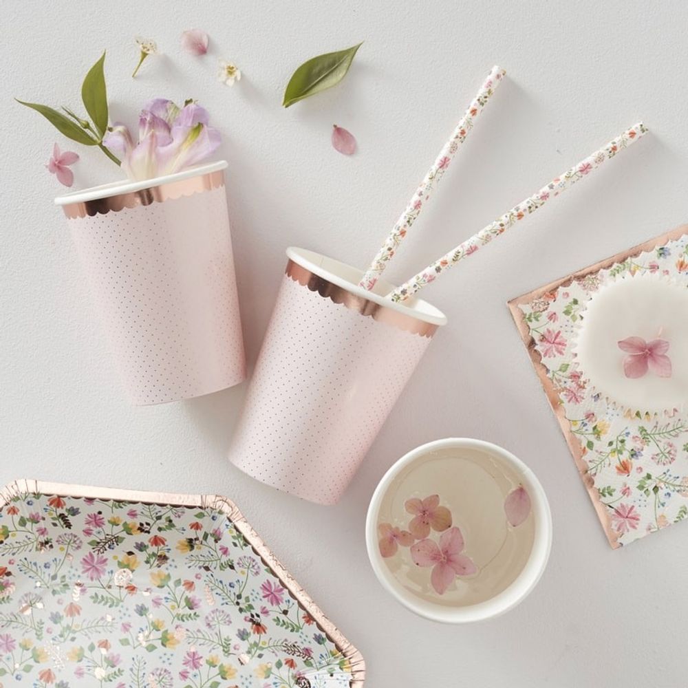 Pappersmuggar Blomster Roséguld