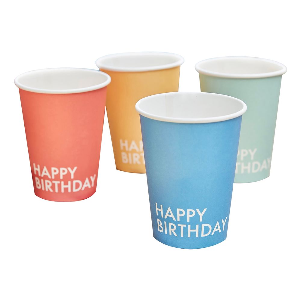 Pappersmuggar Happy Birthday Färg Mix
